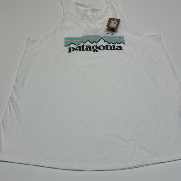 Patagonia Women’s Small Pastel P-6 Logo Organic Cotton High Neck Tank Top White - Picture 6 of 14